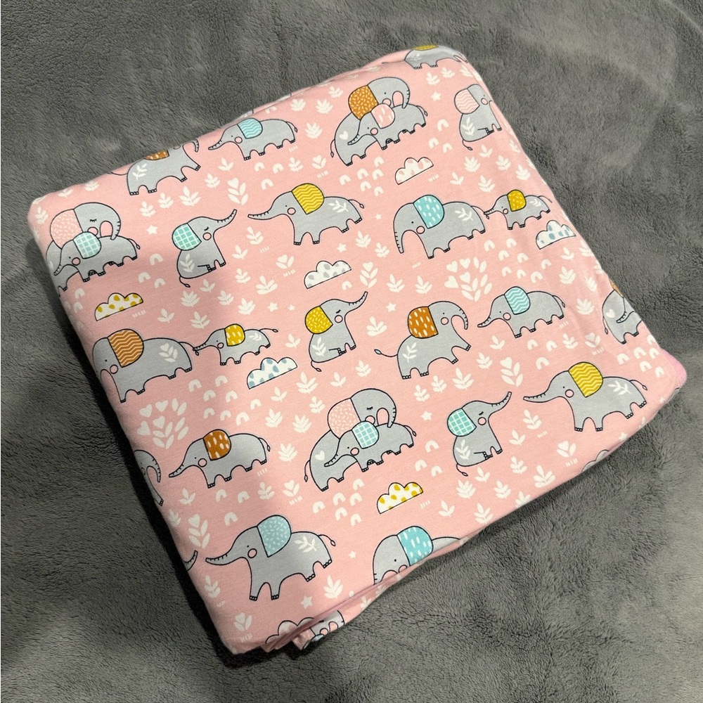 Little Sleepies PINK ELEPHANT SNUGGLES Bamboo Cloud Blanket
